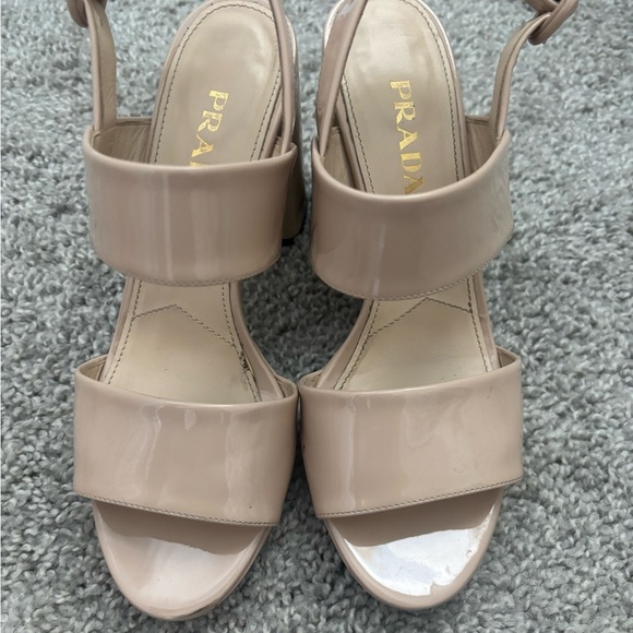 Prada Cream Block Heels - Picture 1 of 4